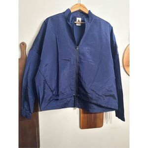 Nike Navy Blue Nylon Full Zip Vented Long Sleeve Windbreaker Jacket Size Small